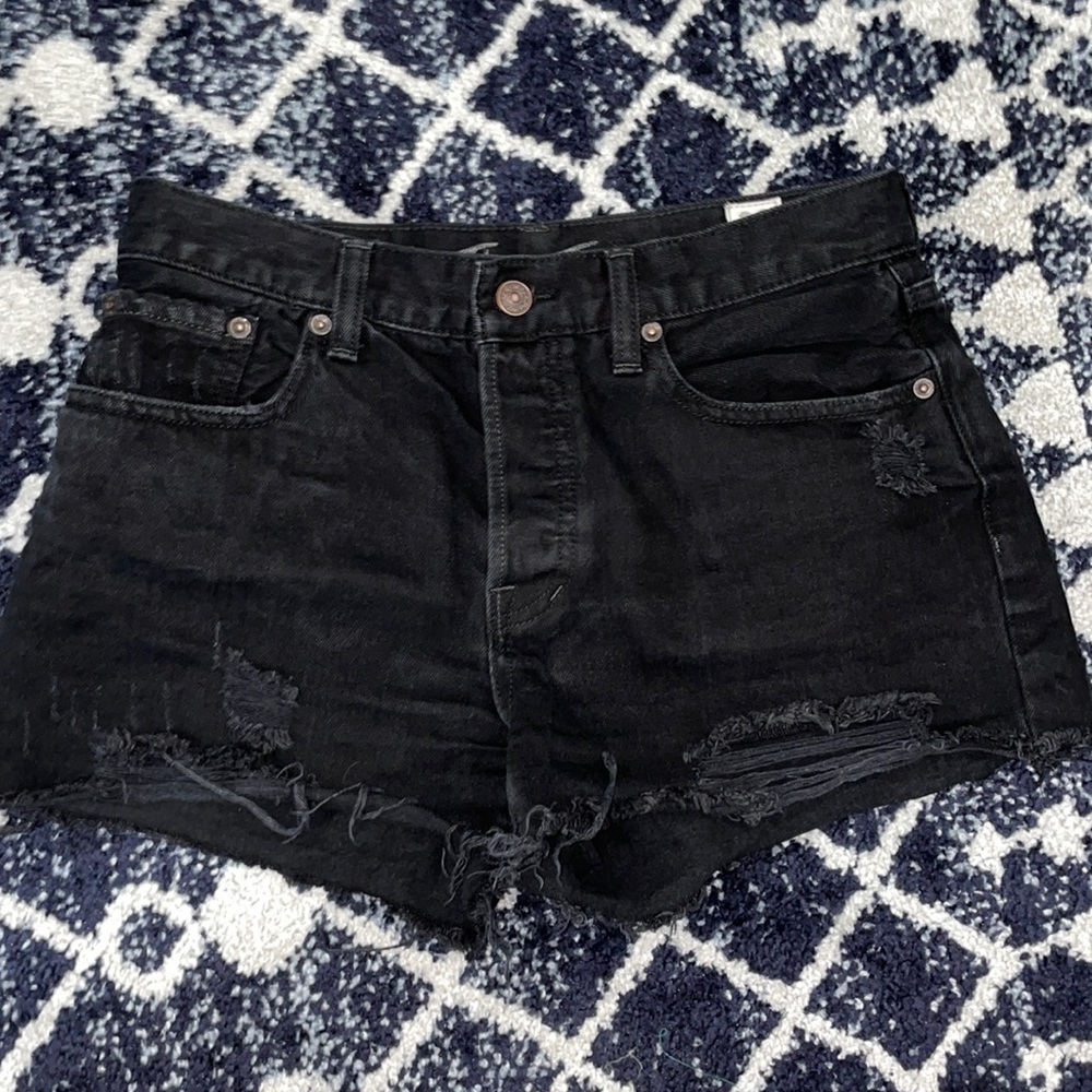 Sofia Black Distressed Denim Shorts